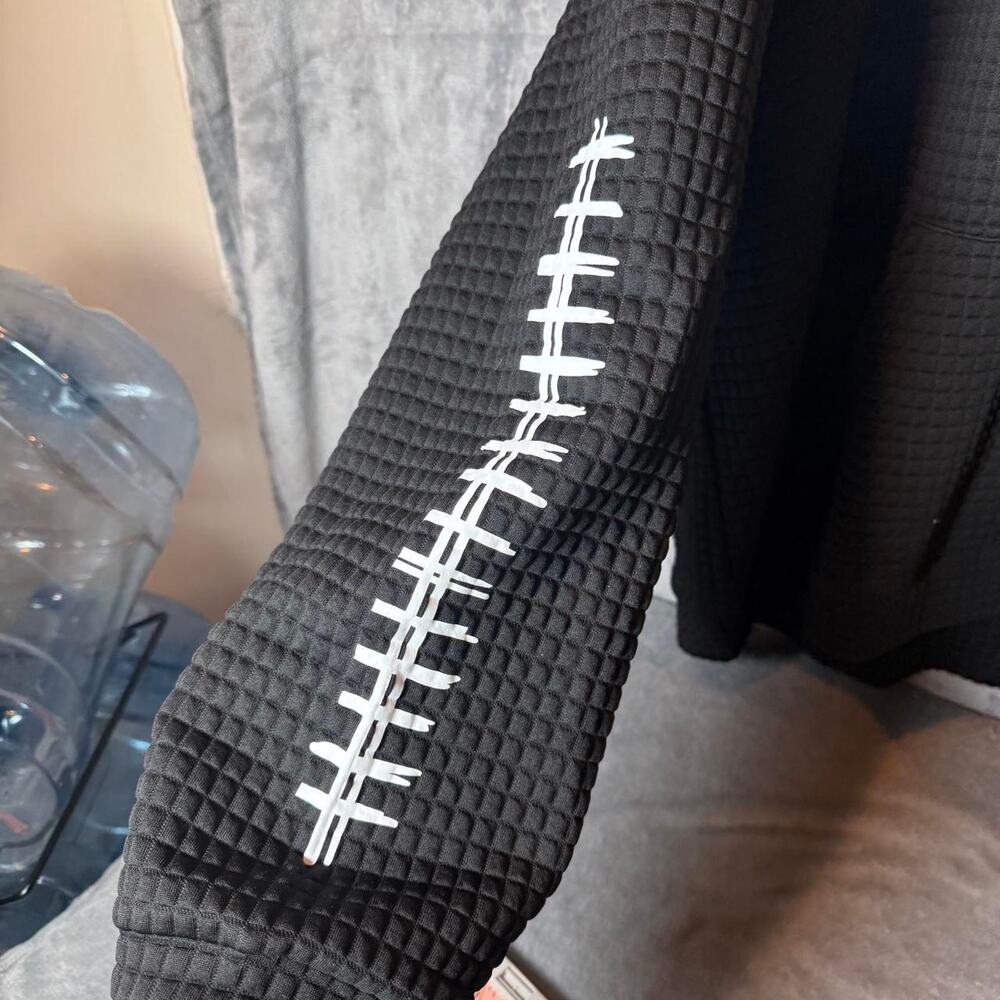 Game Day Football Hoodie 3XL Black Waffle Knit Pullover Plus Size Unisex - Picture 4 of 7